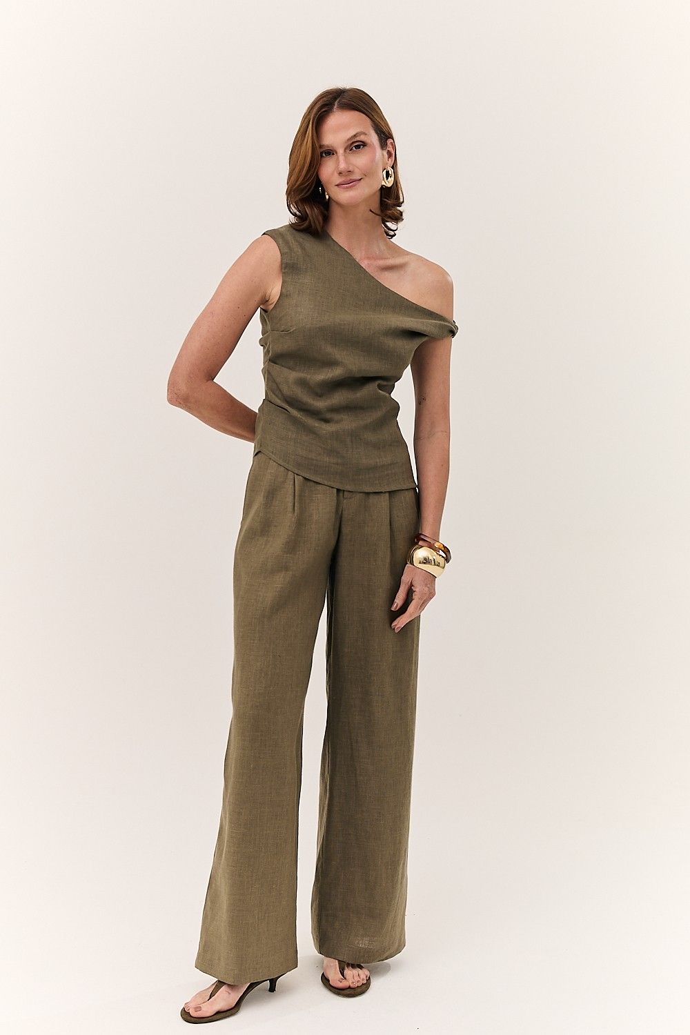Calça Feminina Pantalona Linho Puro Alba