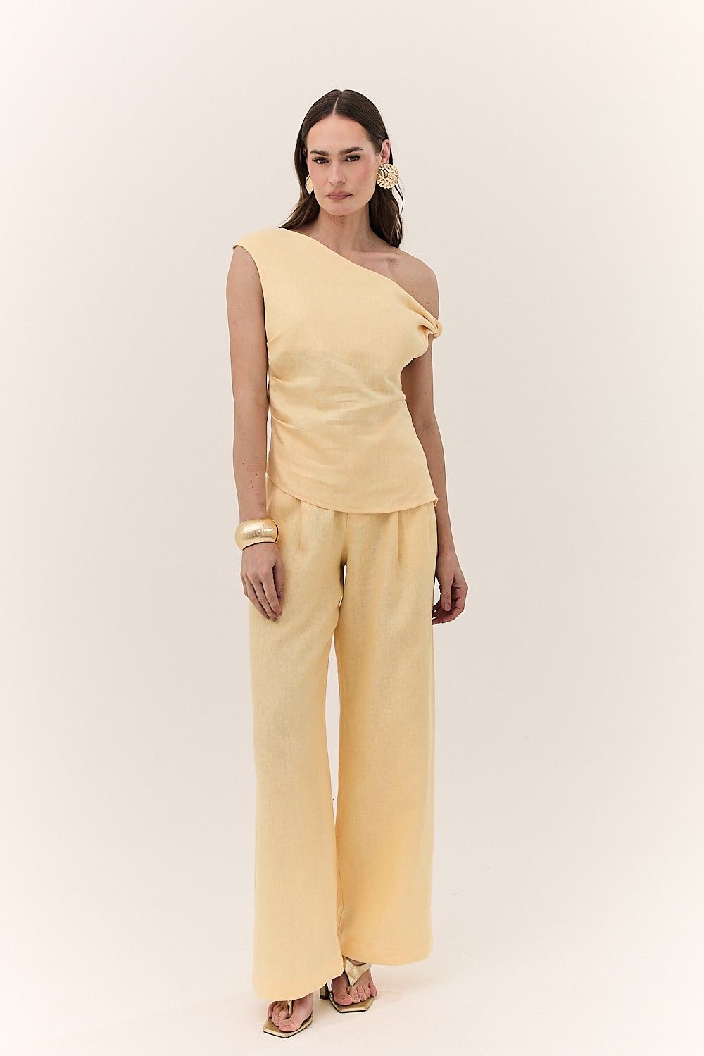 Calça Feminina Pantalona Linho Puro Alba