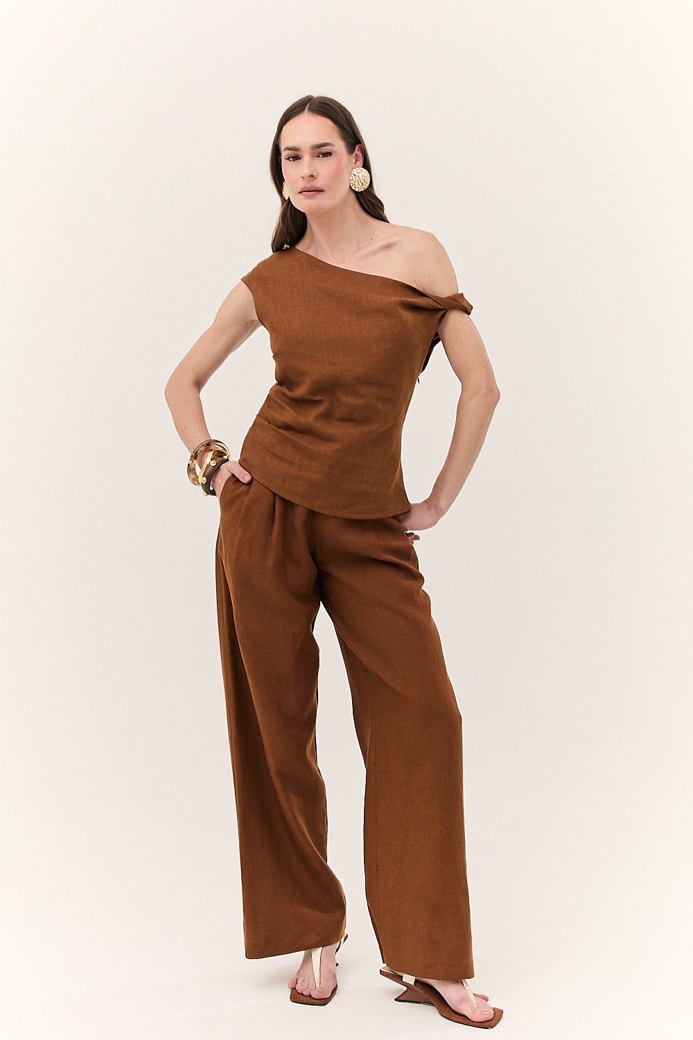 Calça Feminina Pantalona Linho Puro Alba