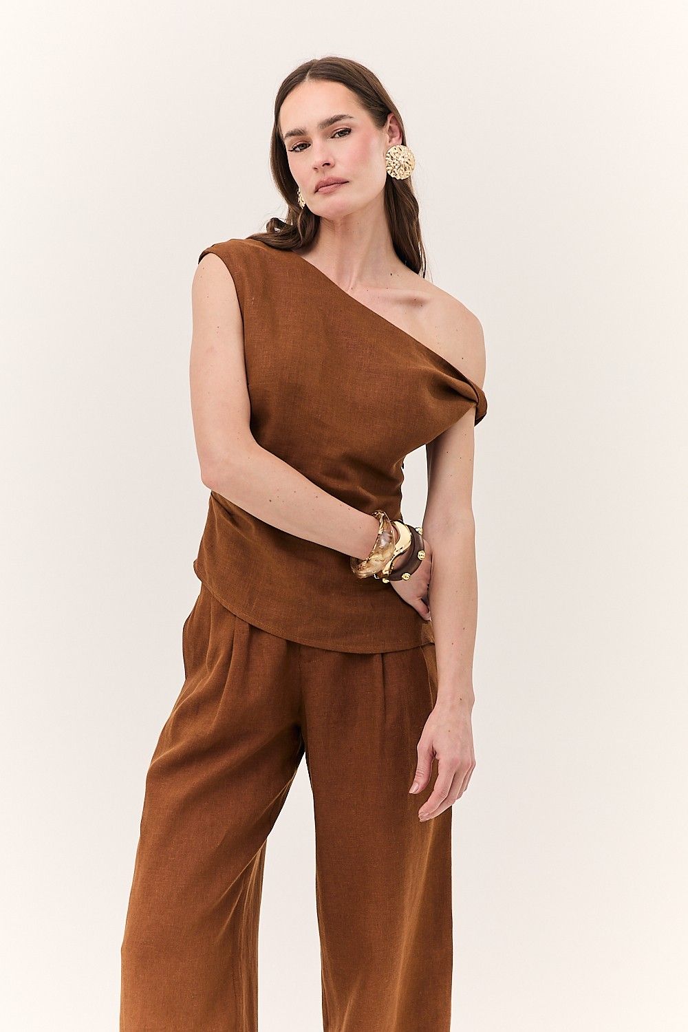Calça Feminina Pantalona Linho Puro Alba