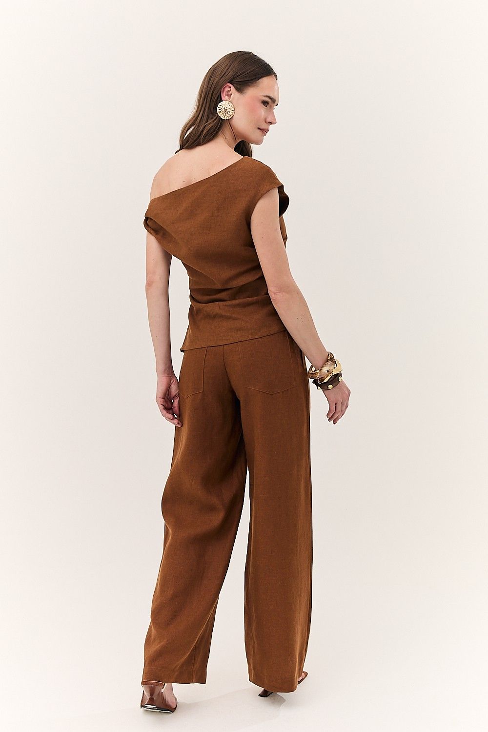 Calça Feminina Pantalona Linho Puro Alba