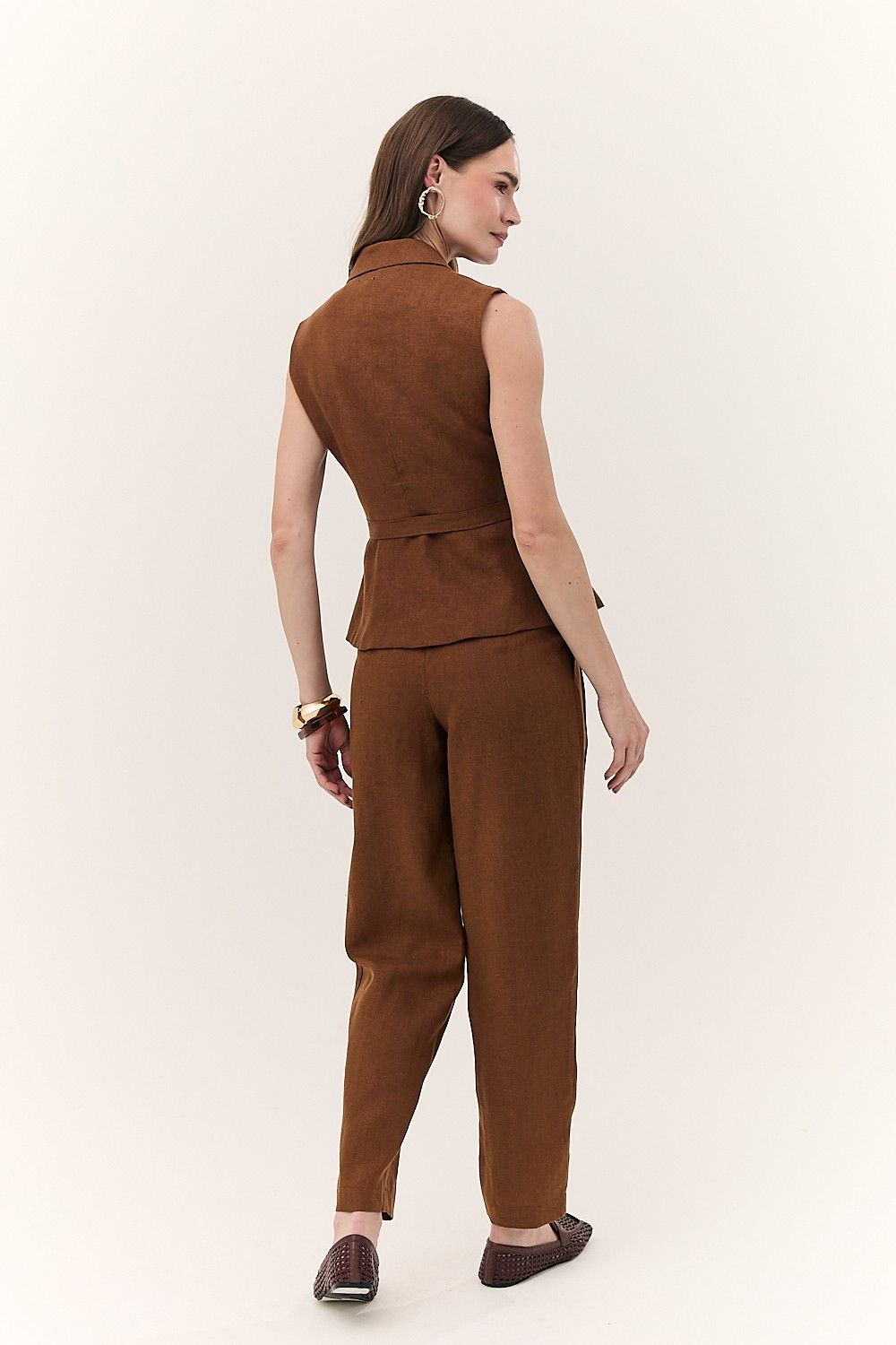 Blusa Colete Feminina Alfaiataria Linho Puro Alba