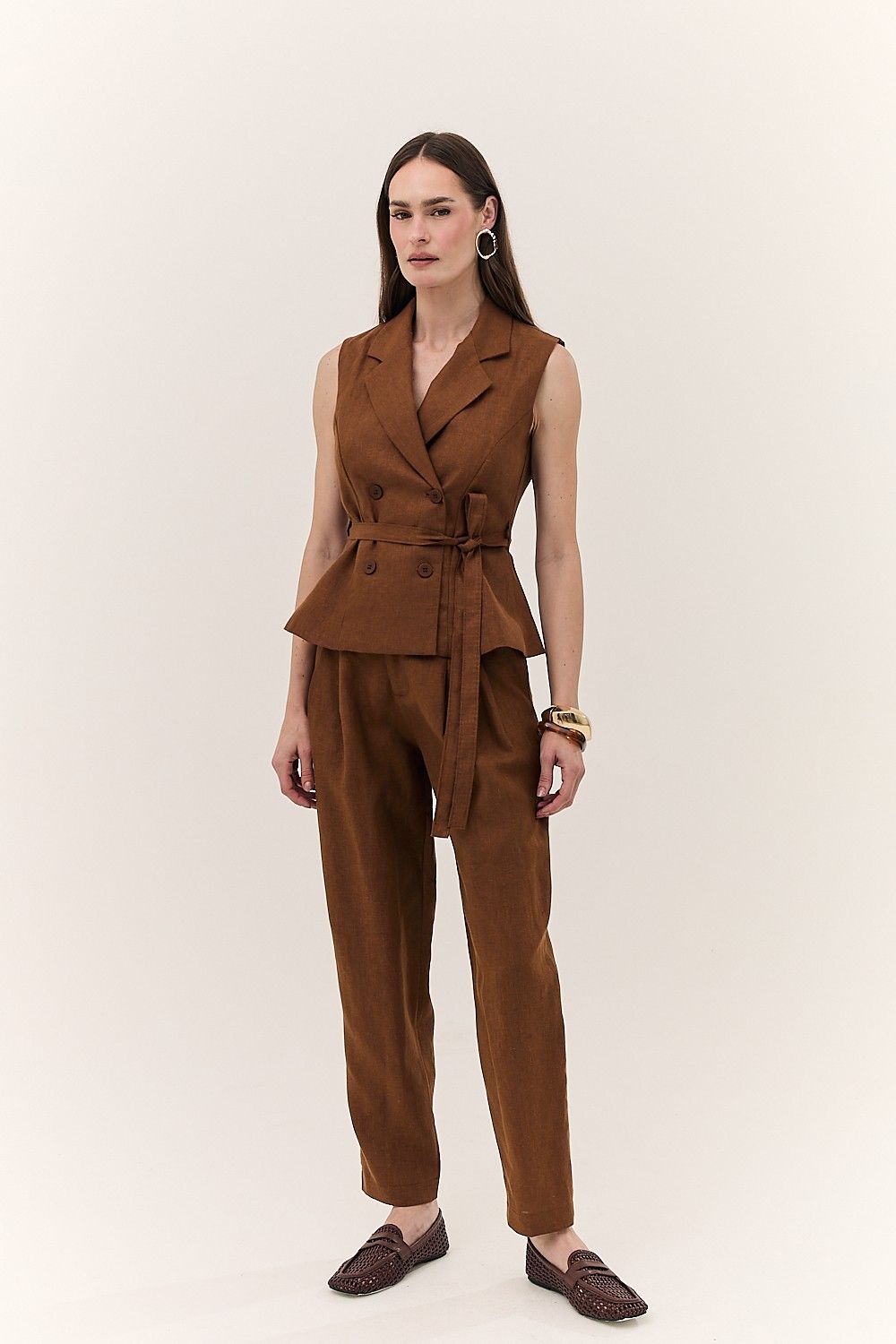 Blusa Colete Feminina Alfaiataria Linho Puro Alba