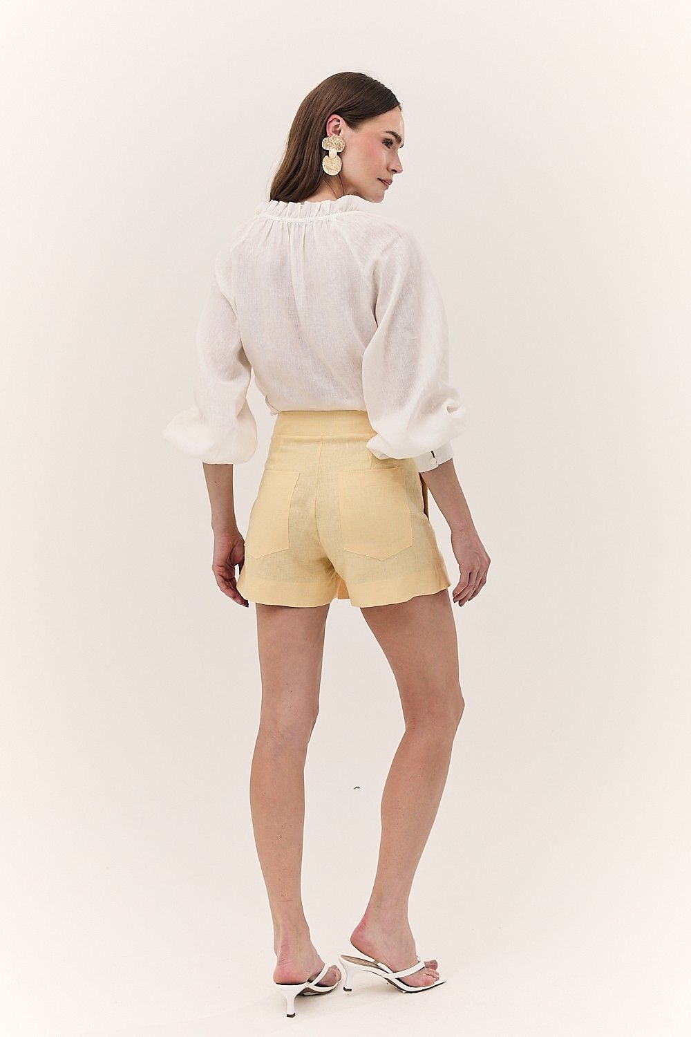 Short Saia Feminino Linho Puro Alba