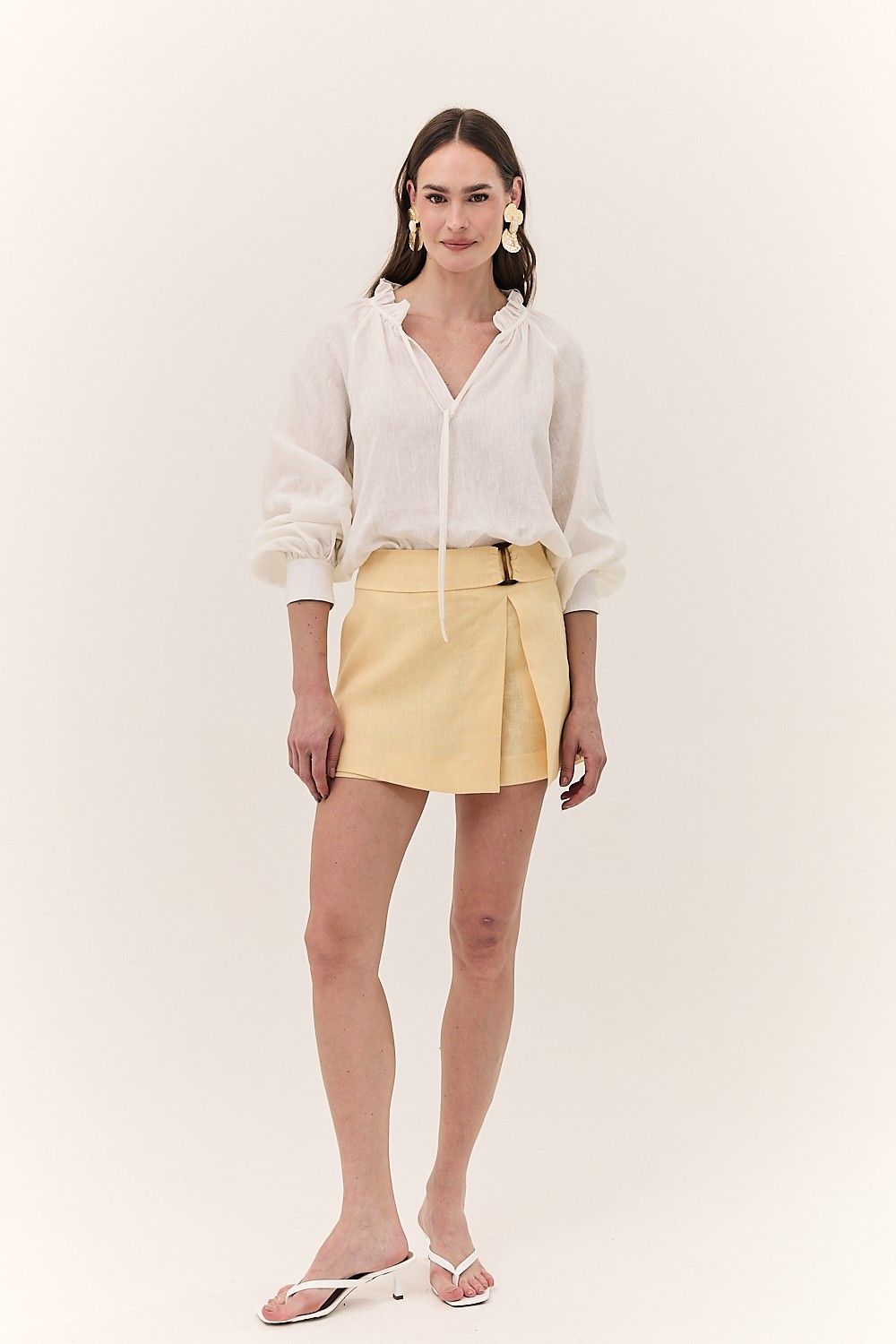 Short Saia Feminino Linho Puro Alba