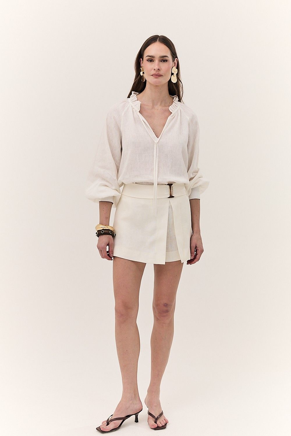 Short Saia Feminino Linho Puro Alba