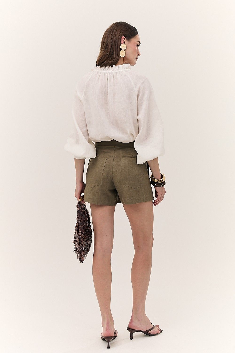 Short Saia Feminino Linho Puro Alba