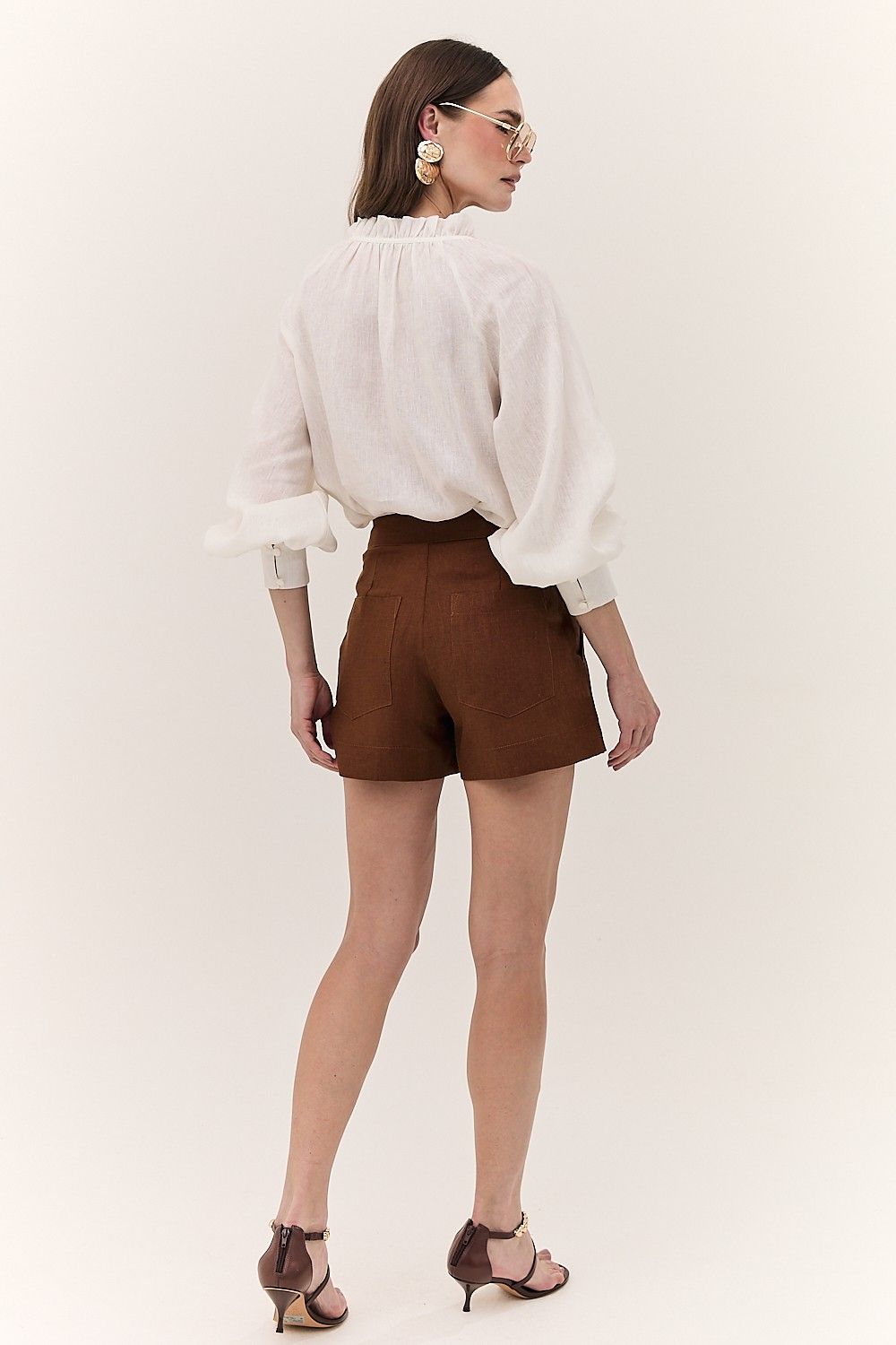 Short Saia Feminino Linho Puro Alba