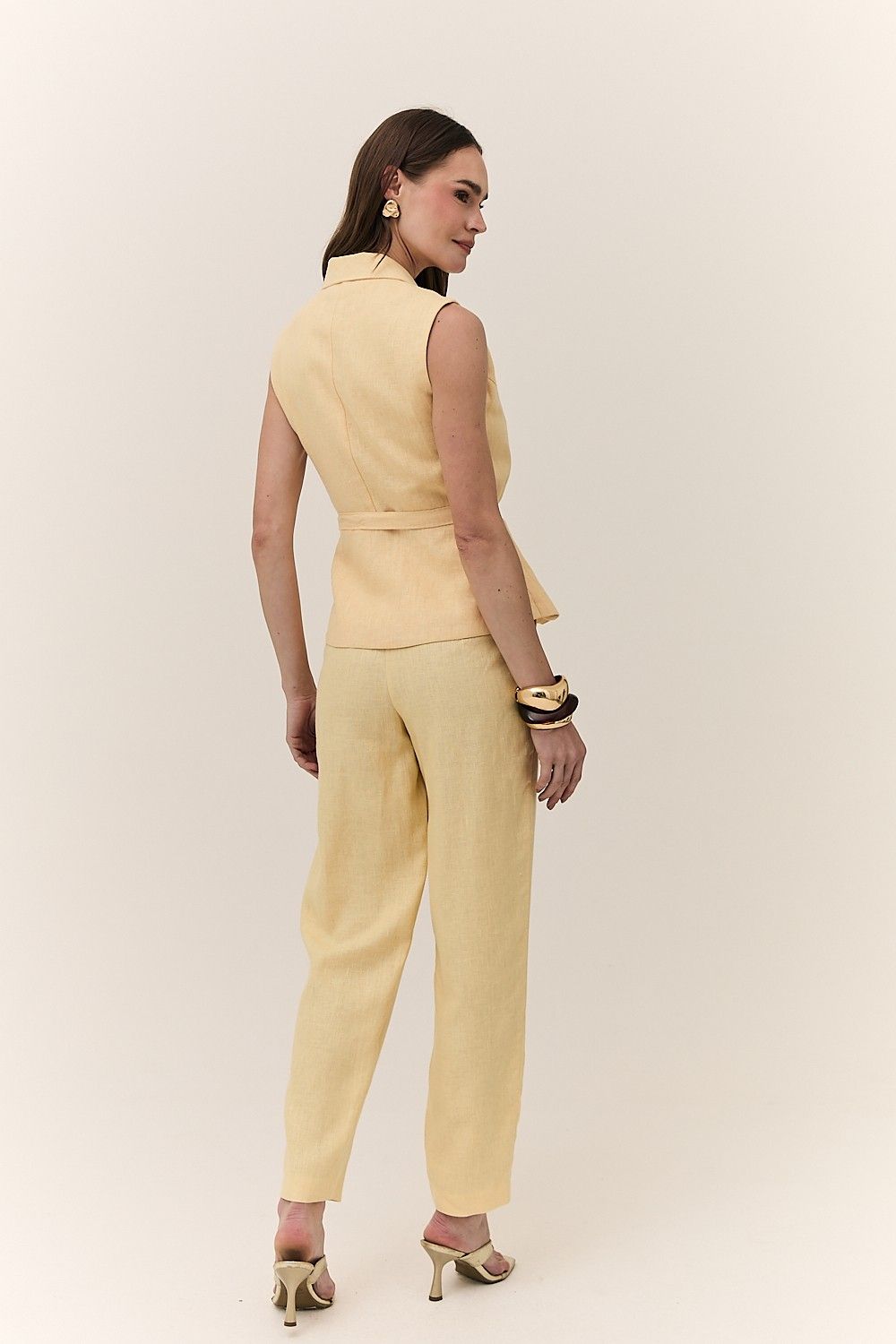 Blusa Colete Feminina Alfaiataria Linho Puro Alba