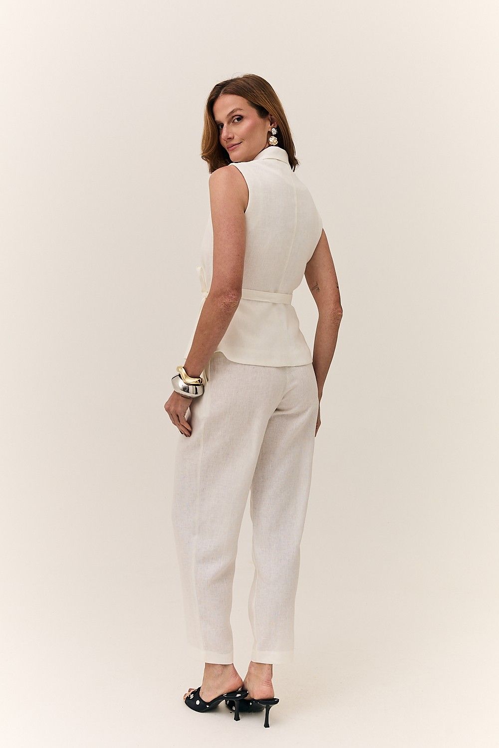 Blusa Colete Feminina Alfaiataria Linho Puro Alba
