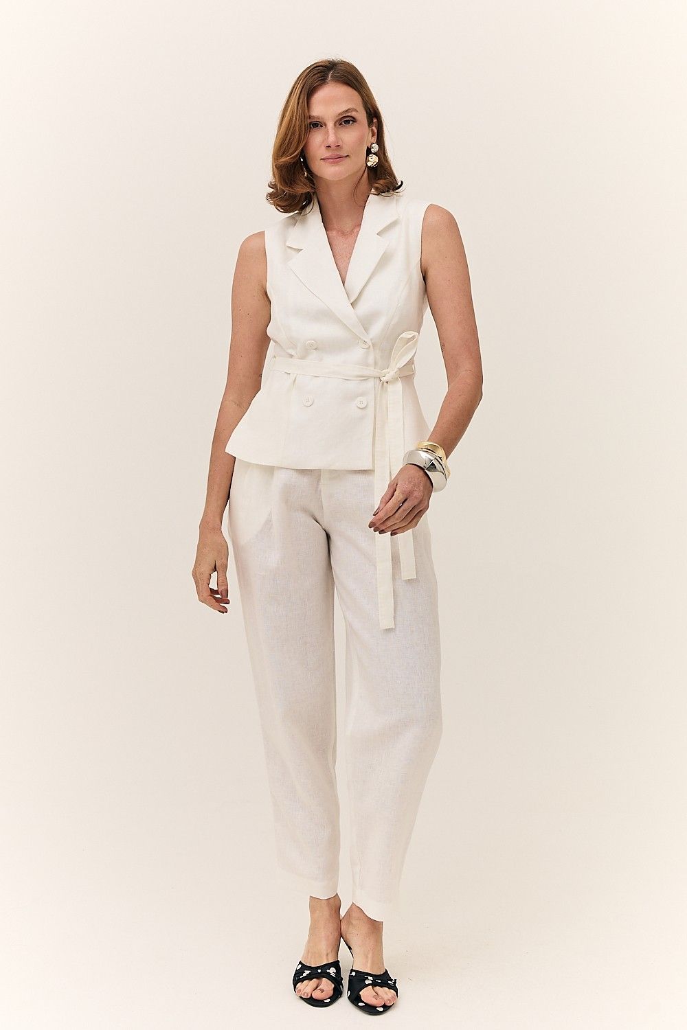 Blusa Colete Feminina Alfaiataria Linho Puro Alba