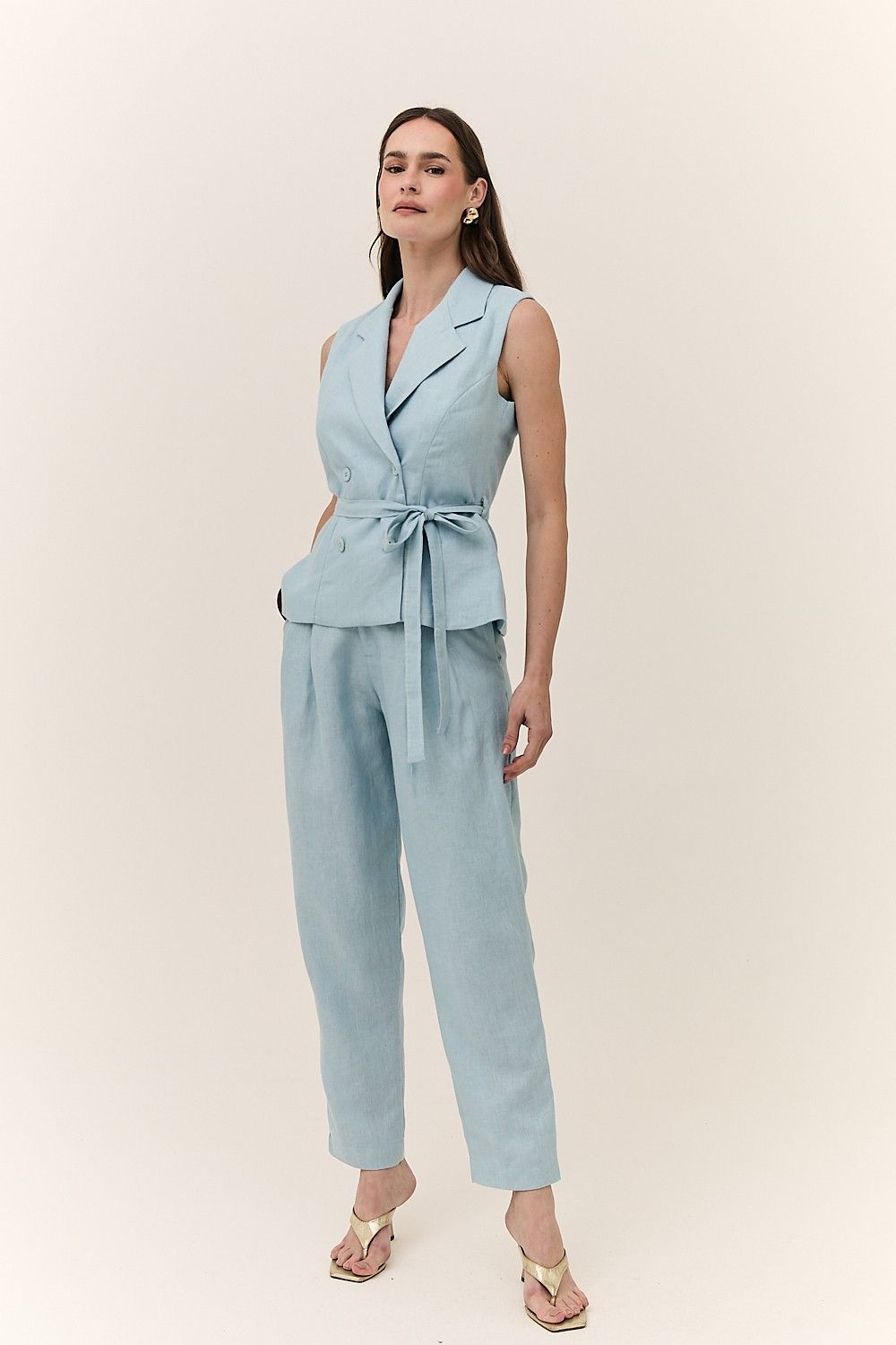 Blusa Colete Feminina Alfaiataria Linho Puro Alba
