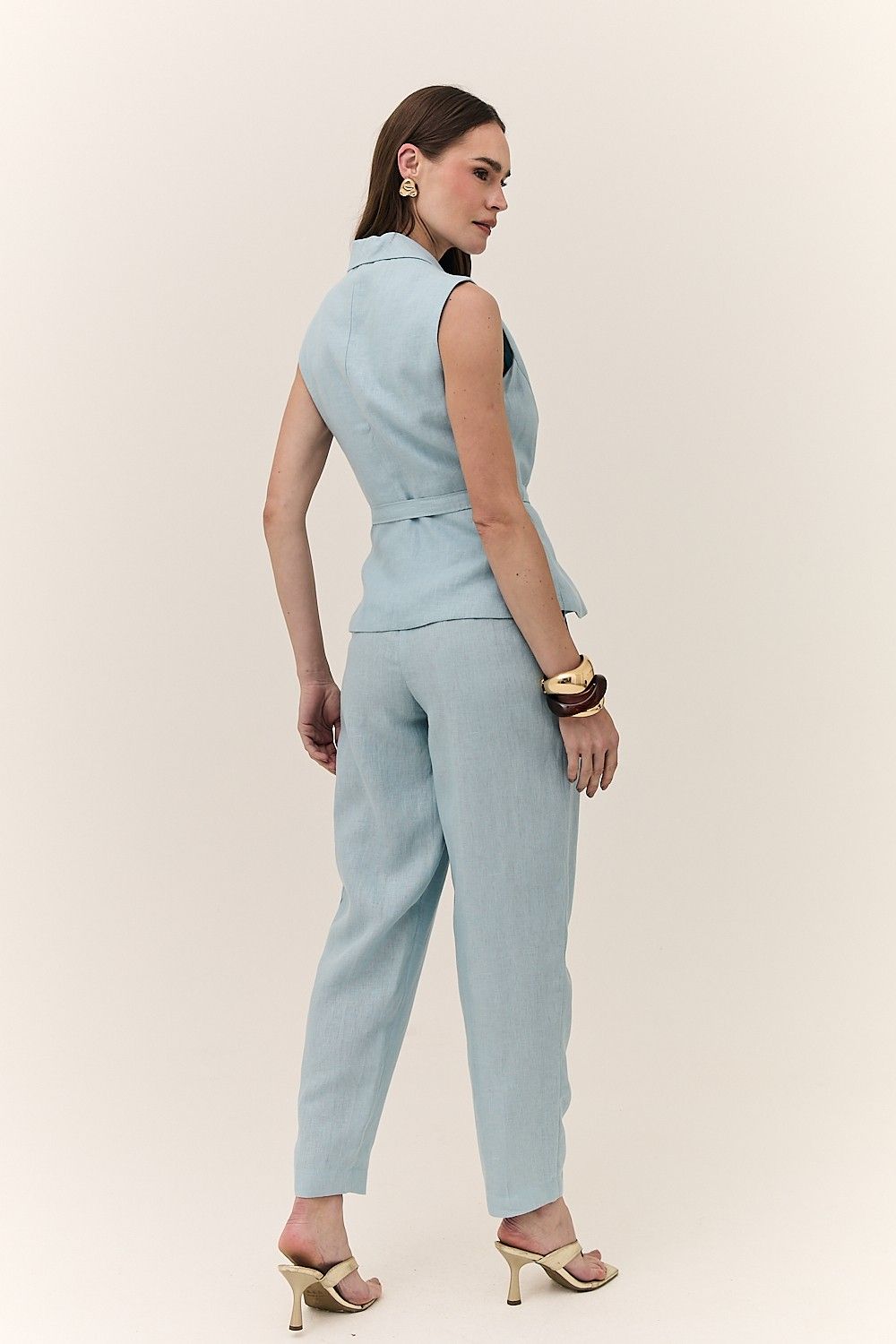 Blusa Colete Feminina Alfaiataria Linho Puro Alba