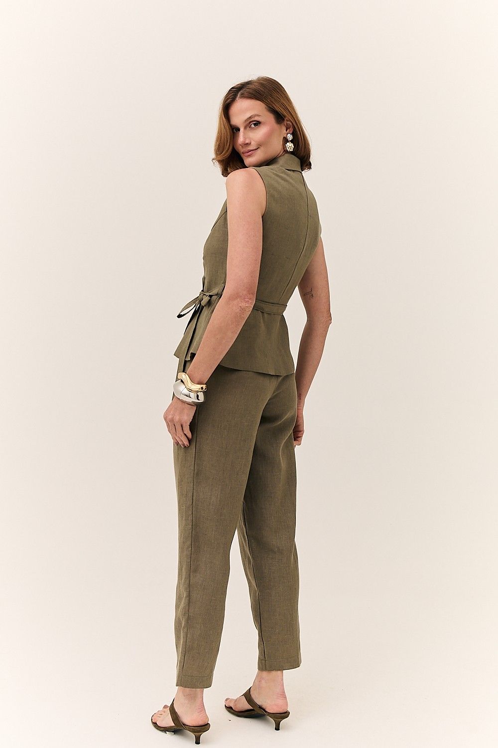 Blusa Colete Feminina Alfaiataria Linho Puro Alba