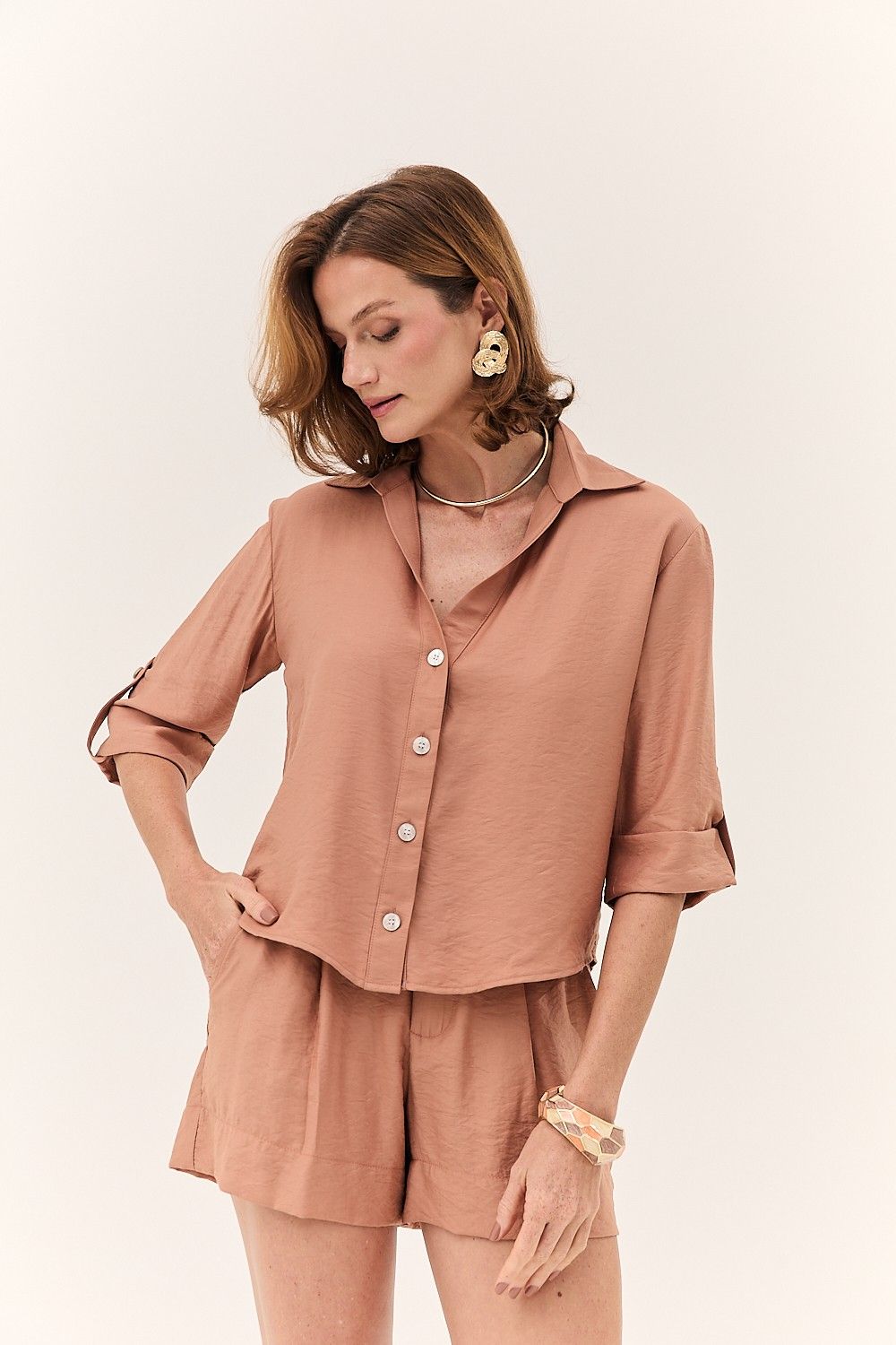 Short Clásico Feminino em Alfaiataria Aurora