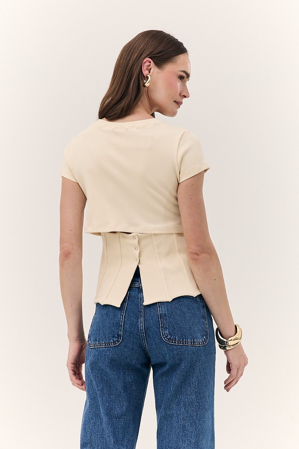 Blusa Feminina Acinturada Detalhe Botões Chloe 