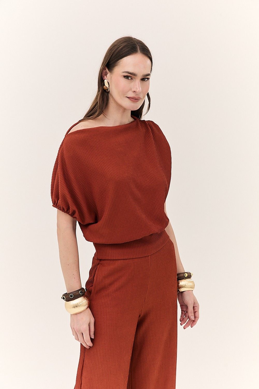 Blusa Feminina Balonê com Textura Sasha