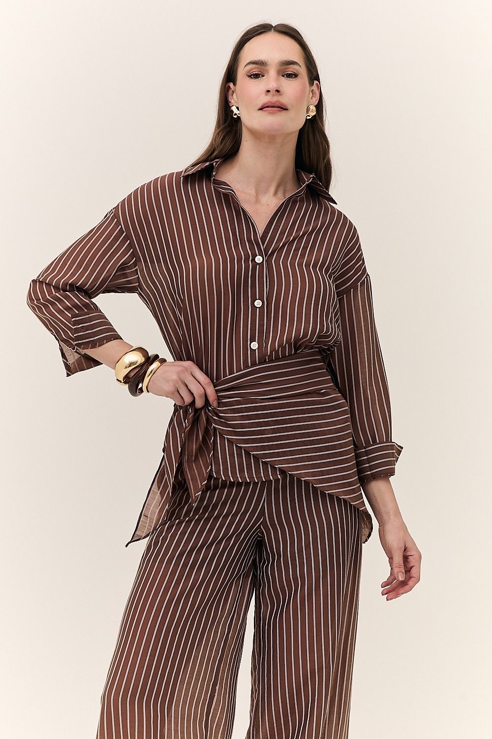 Calça Feminina Listrada com Lenço Flow
