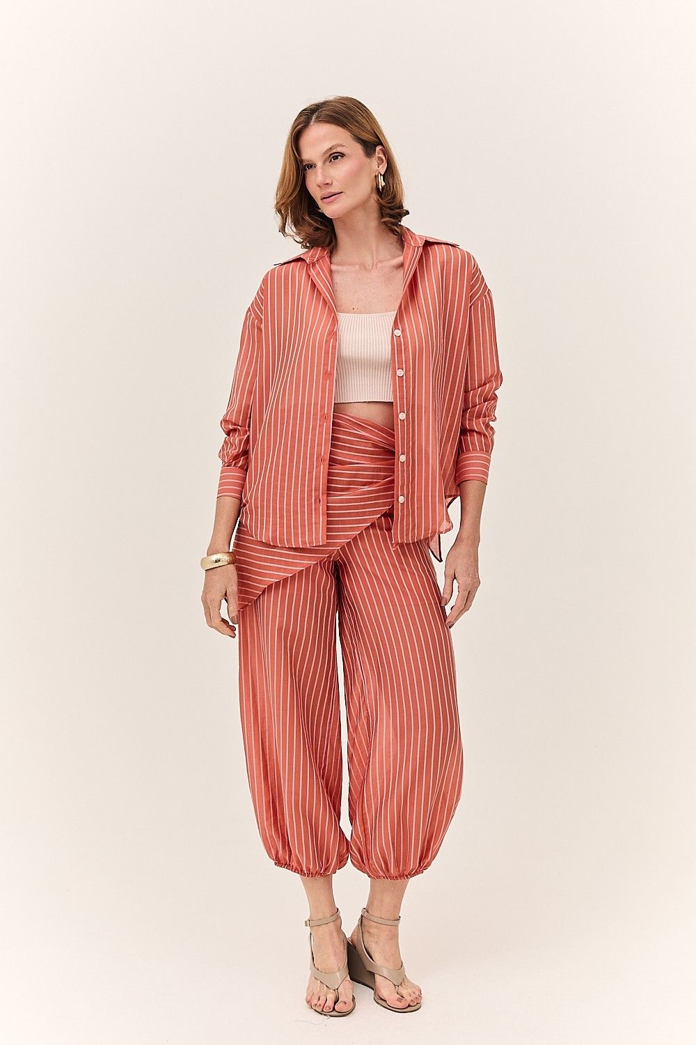 Calça Feminina Listrada com Lenço Flow