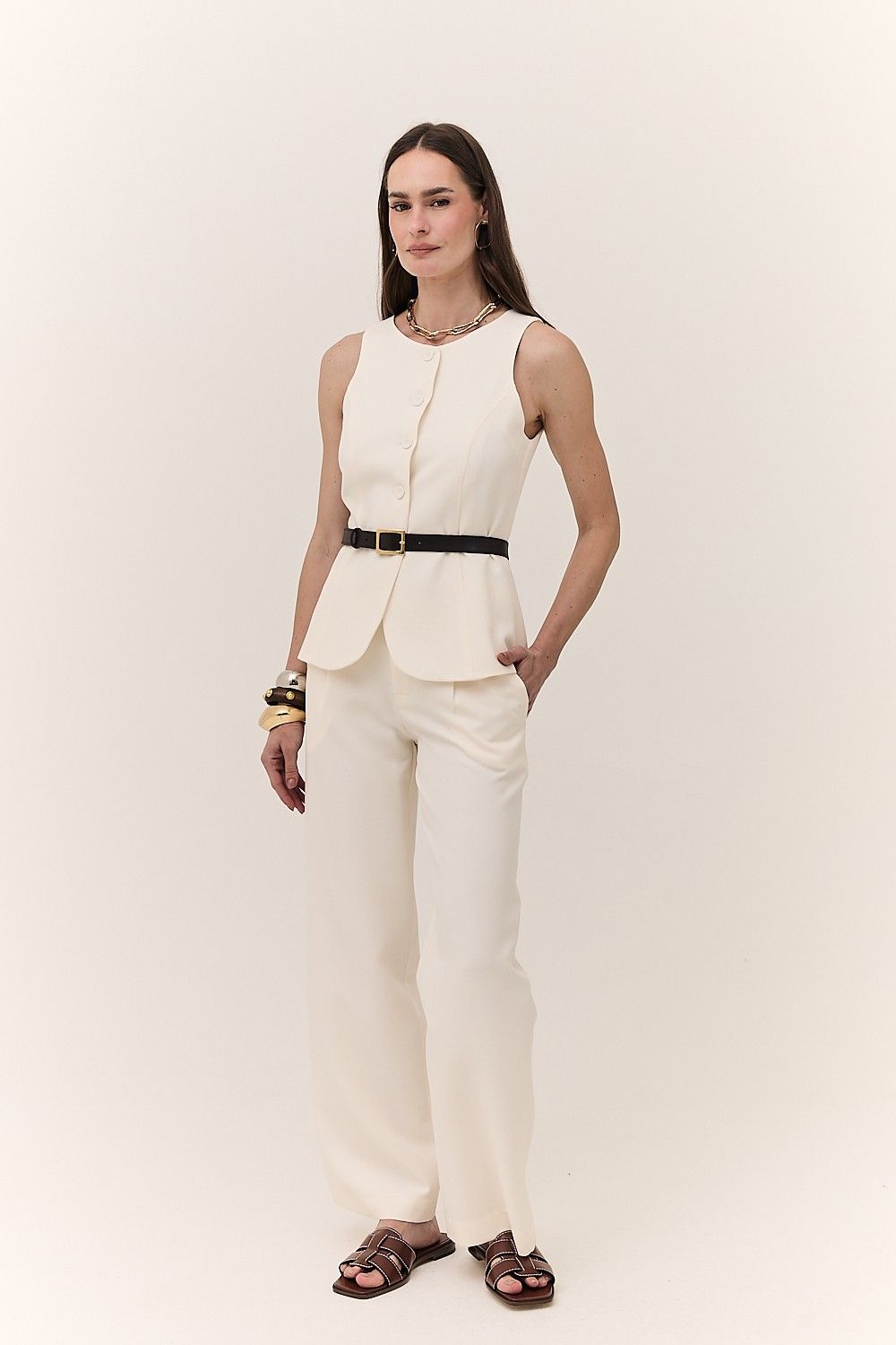 Blusa Colete Feminina Maxi Botões Ventura