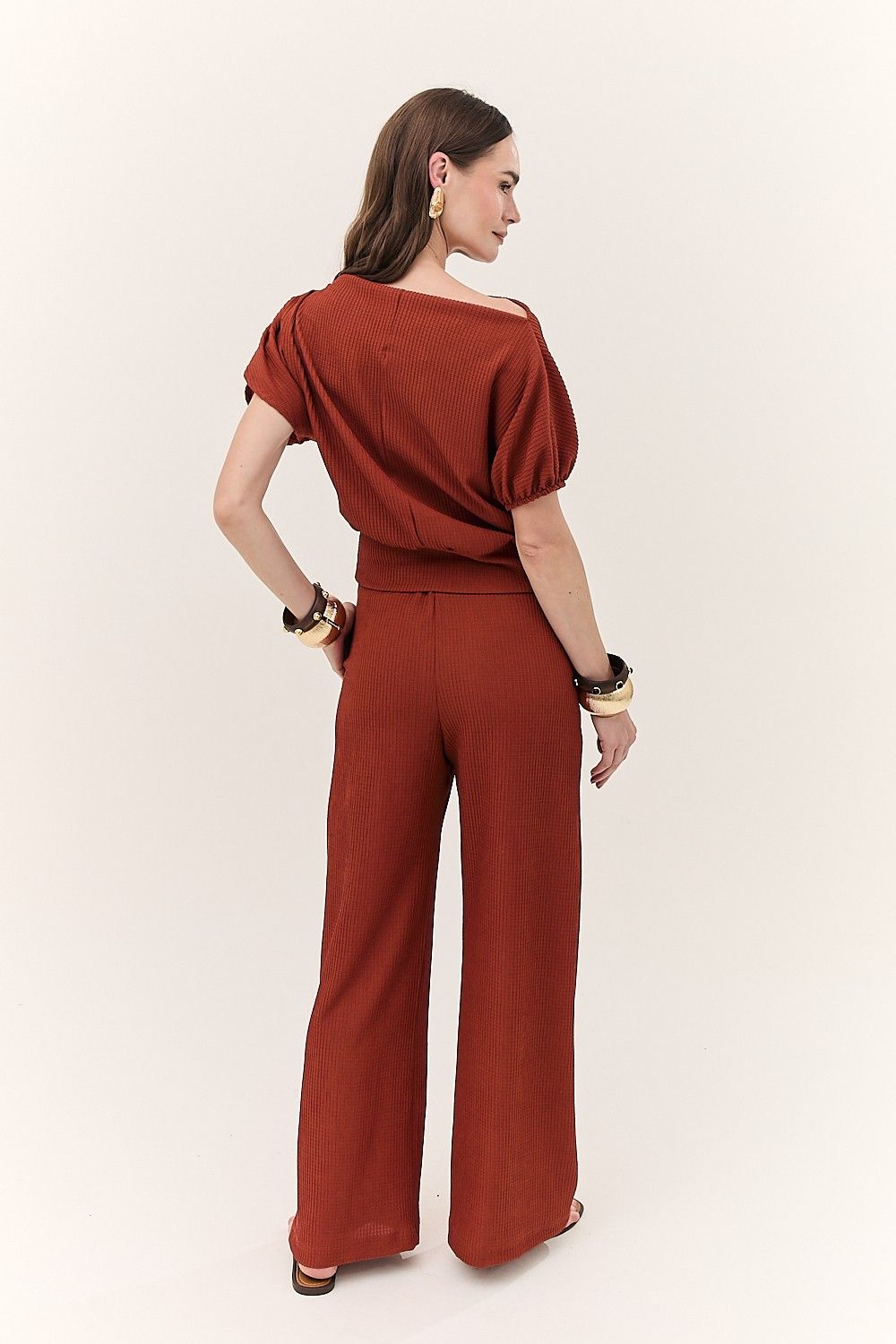 Calça Pantalona Feminina com Textura Sasha