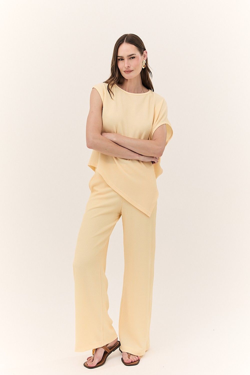 Calça Pantalona Feminina com Textura Sasha