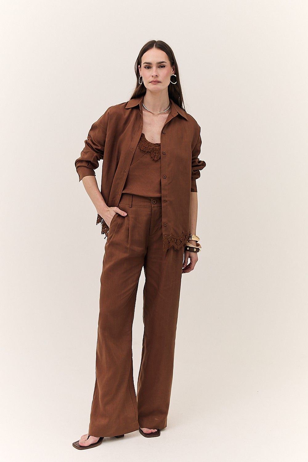 Camisa Feminina Linho com Renda Antonieta