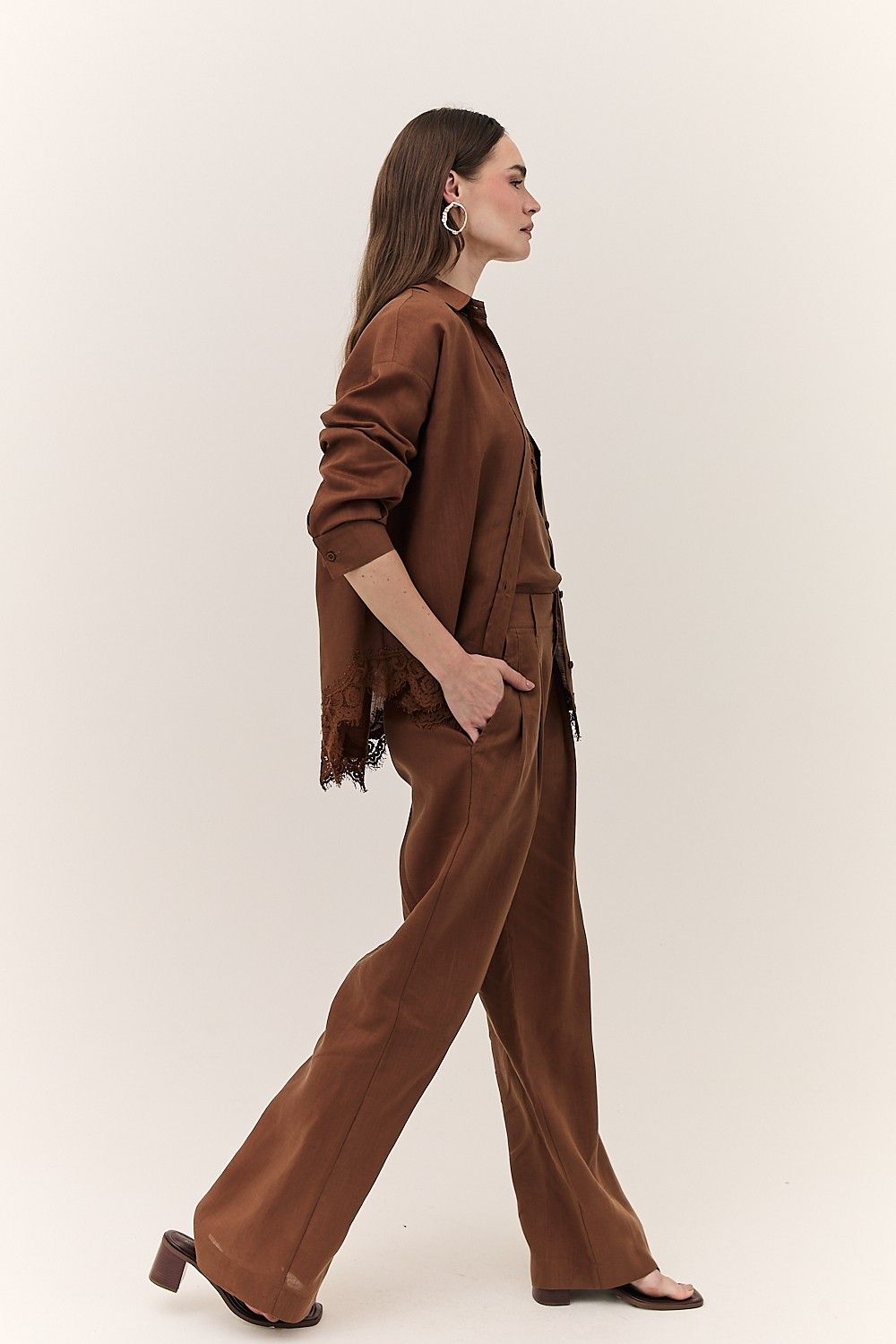 Camisa Feminina Linho com Renda Antonieta