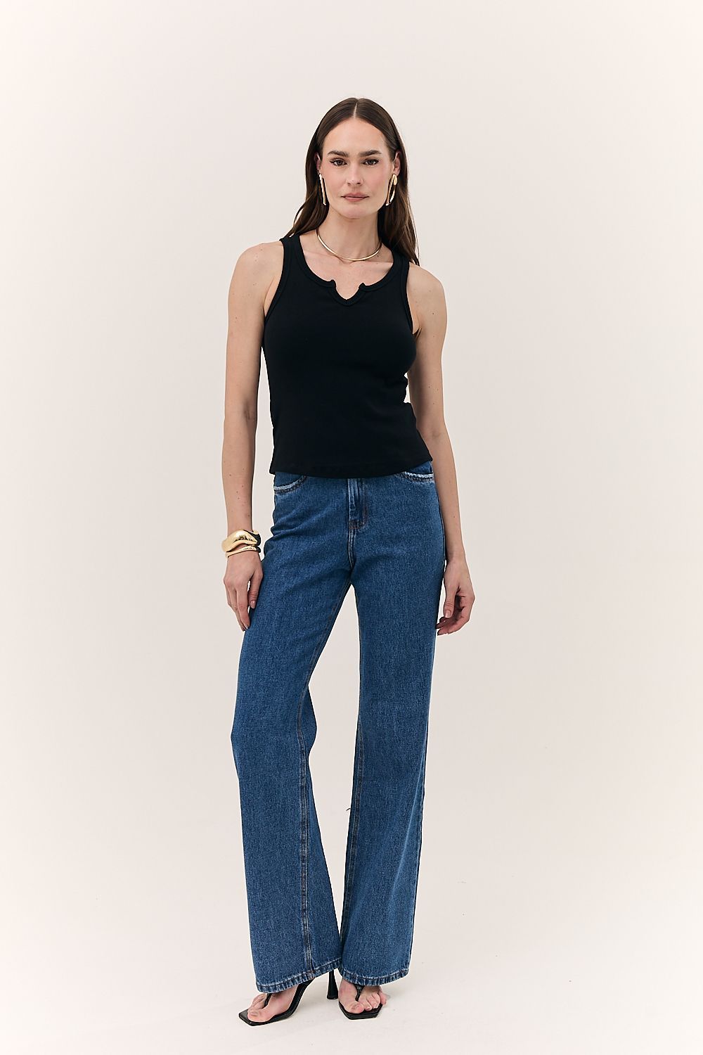 Blusa Regata Feminina Malha com Decote Chloe