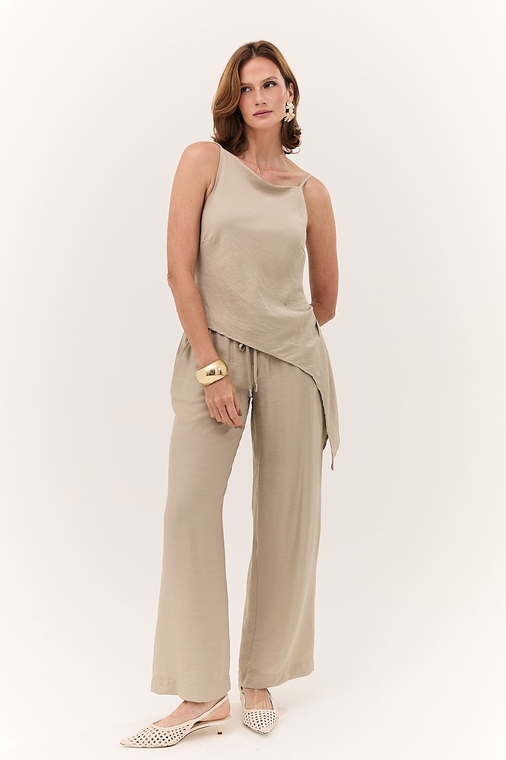 Calça Pantalona Feminina Amarração Aurora