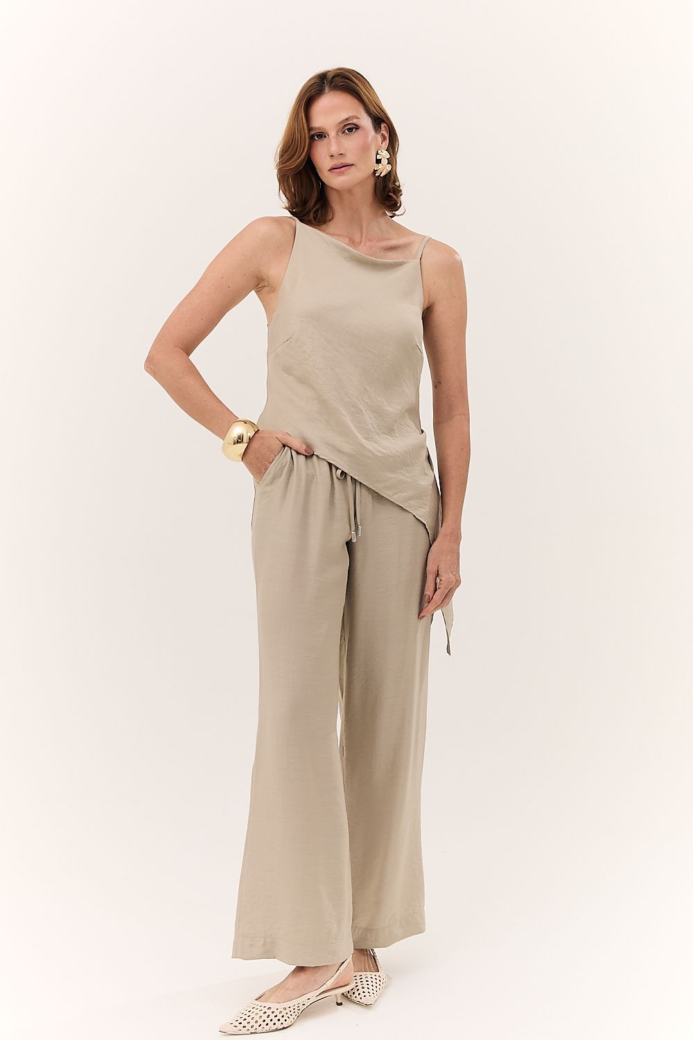 Calça Pantalona Feminina Amarração Aurora