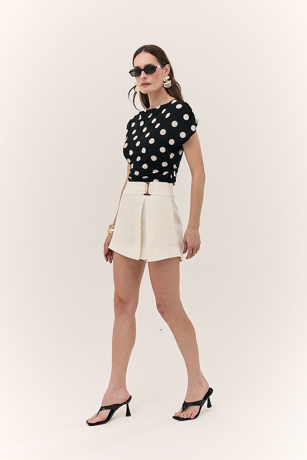 Blusa Feminina Detalhe Manga Poá Sthephanie