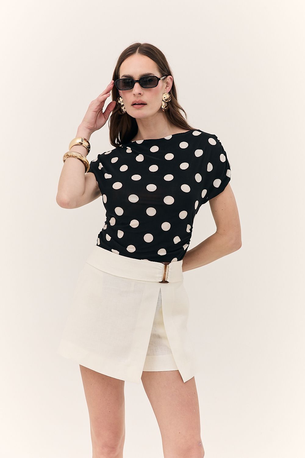Blusa Feminina Detalhe Manga Poá Sthephanie