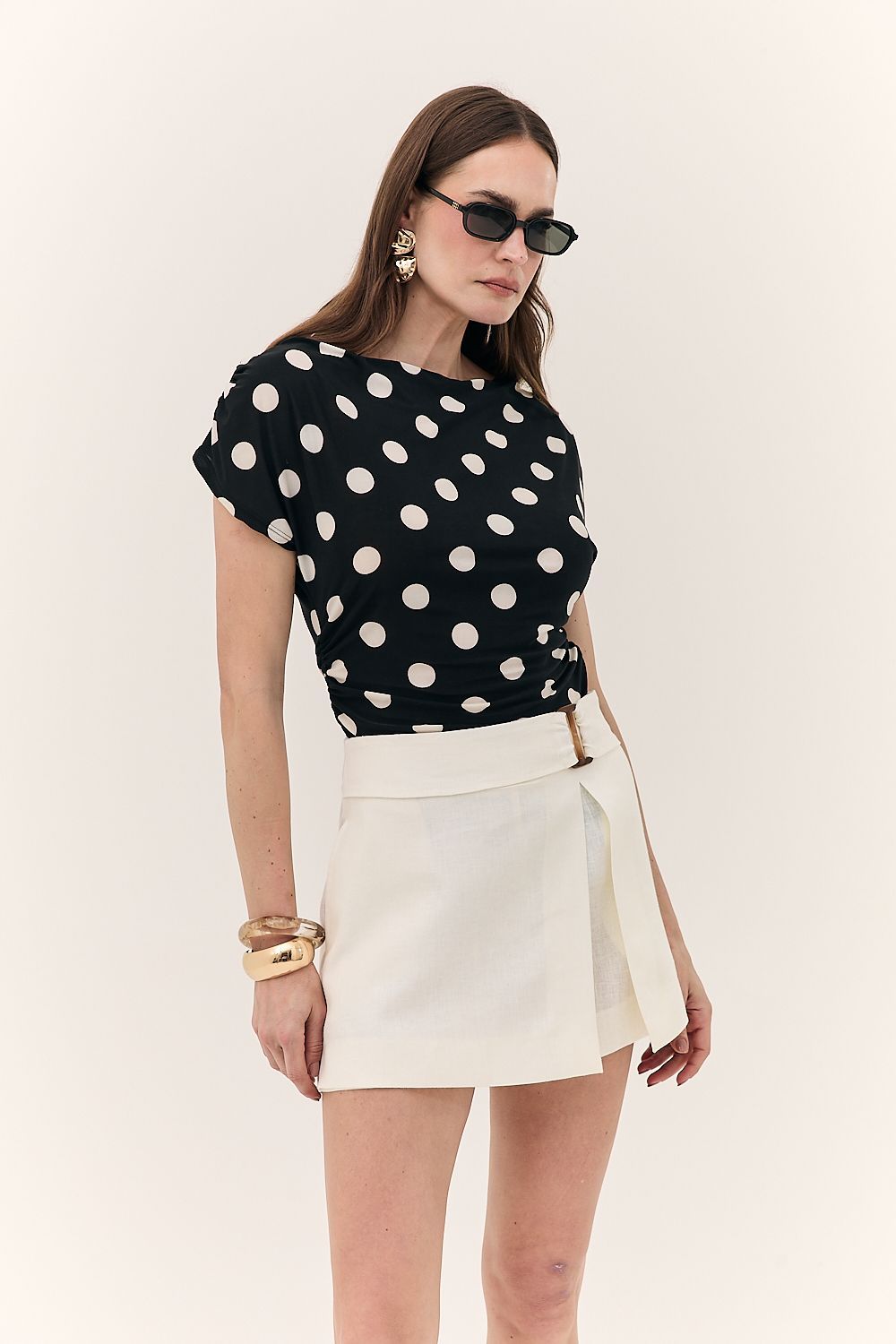 Blusa Feminina Detalhe Manga Poá Sthephanie