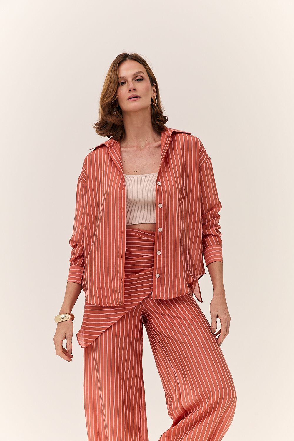Camisa Feminina Clássica Listrada Flow