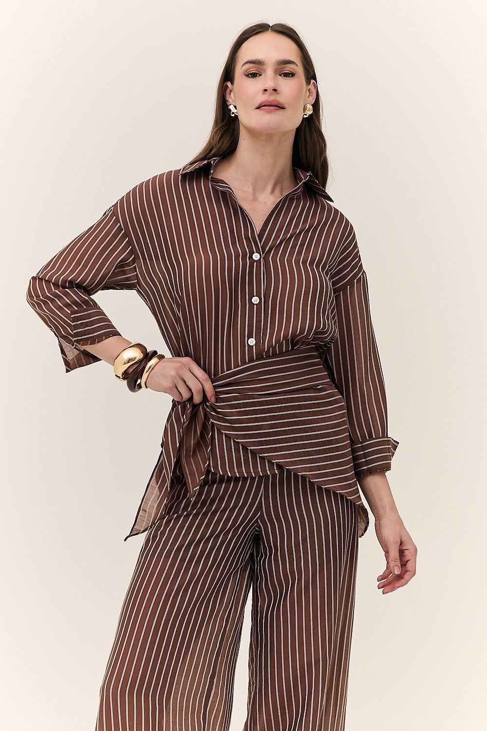 Camisa Feminina Clássica Listrada Flow