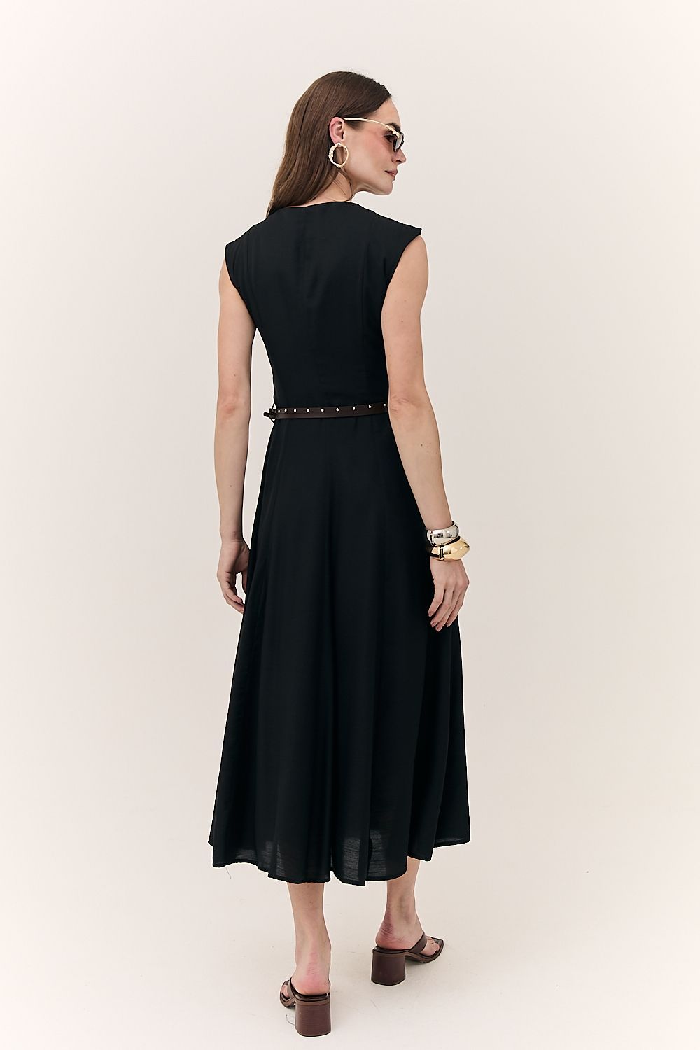 Vestido Midi Evasê com Cinto Aurora