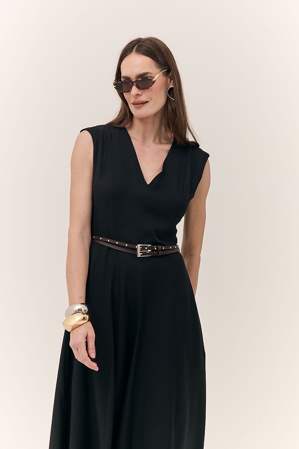 Vestido Midi Evasê com Cinto Aurora