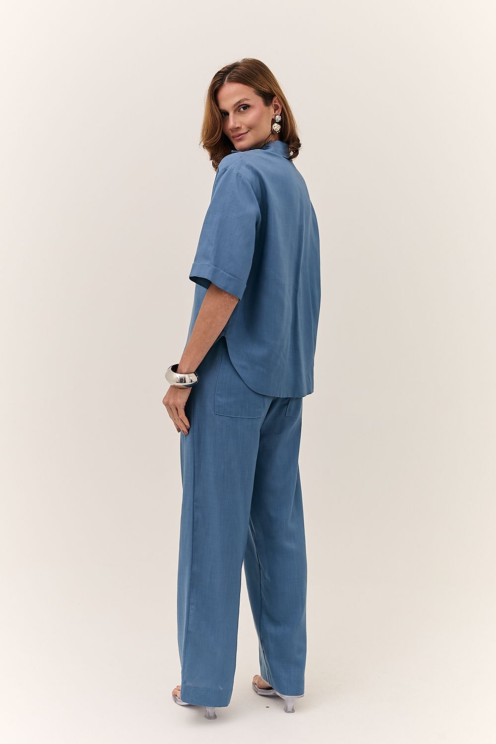 Calça Pantalona Feminina Linho Cindy