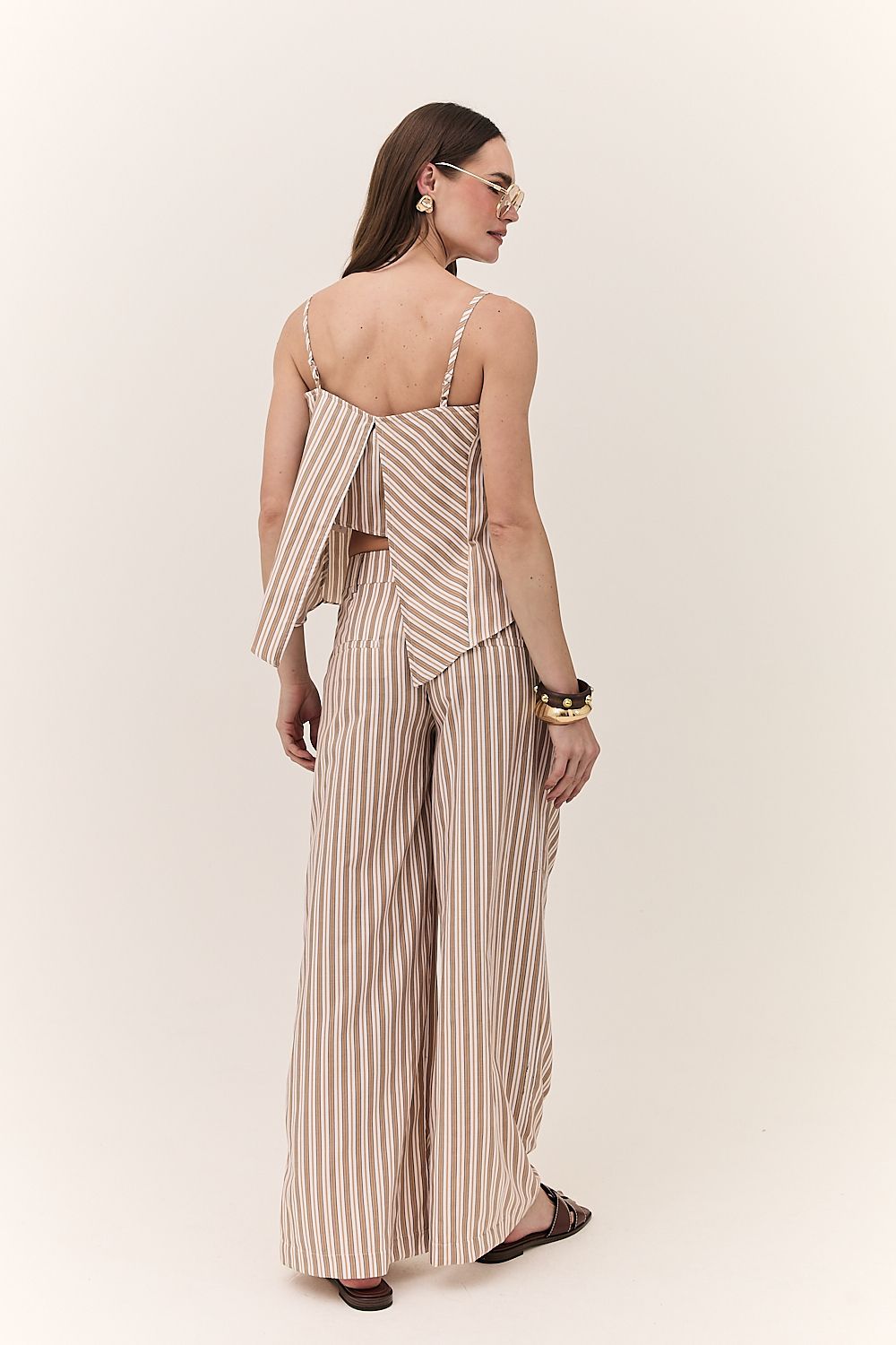 Calça Pantalona Feminina Listrada Malta 