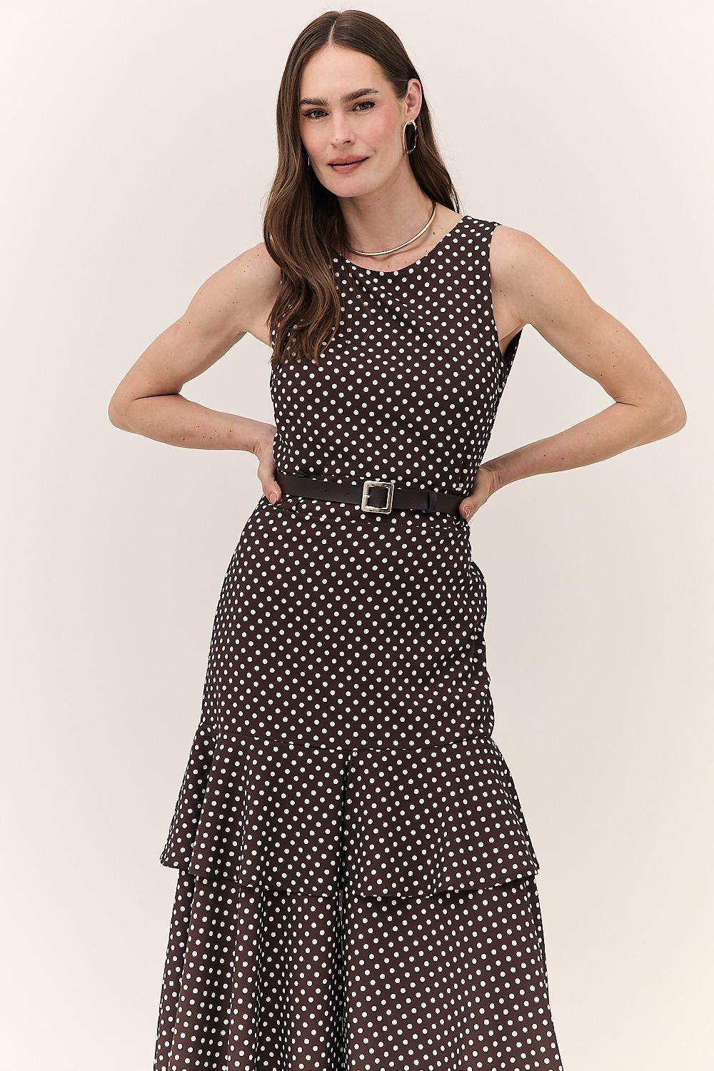 Vestido Midi Babado Poá Dulce