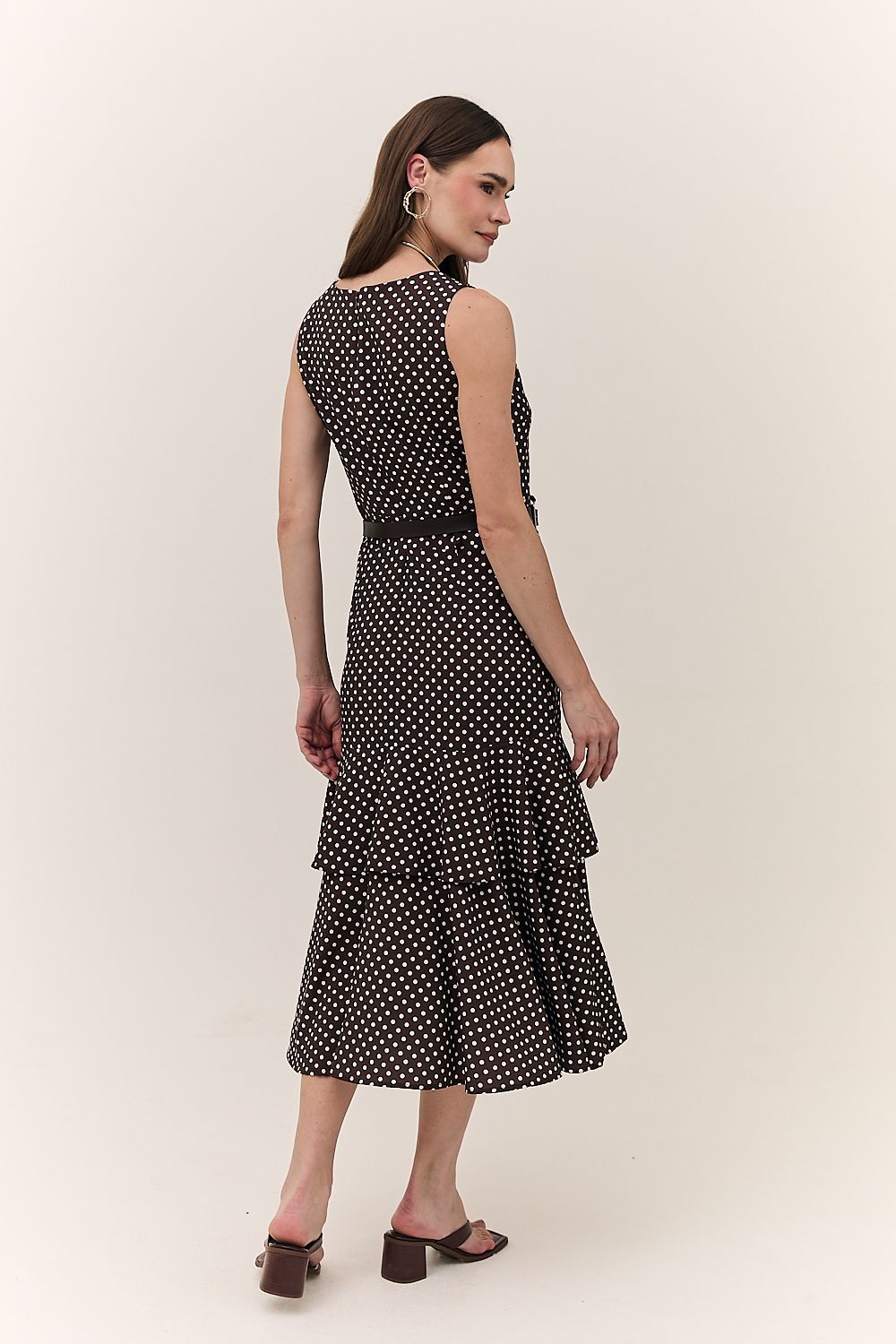 Vestido Midi Babado Poá Dulce