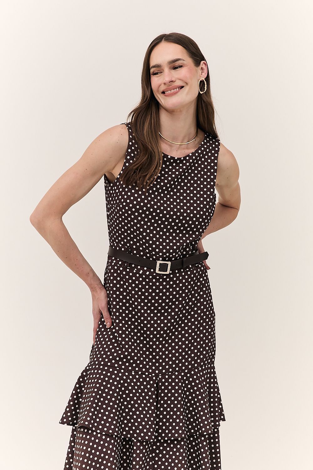 Vestido Midi Babado Poá Dulce
