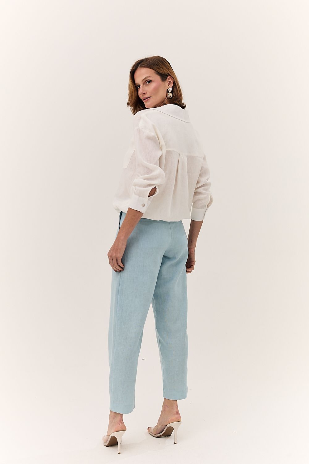 Calça Feminina Barrel Linho Puro Alba