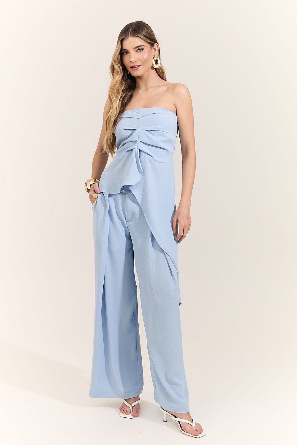 Calça Pantalona Feminina com Pregas Adela
