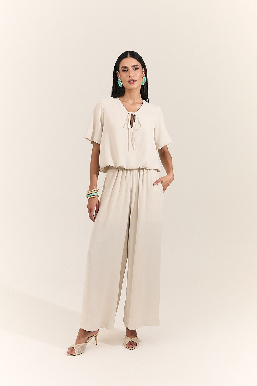 Calça Pantalona Feminina Cós Elástico Adela