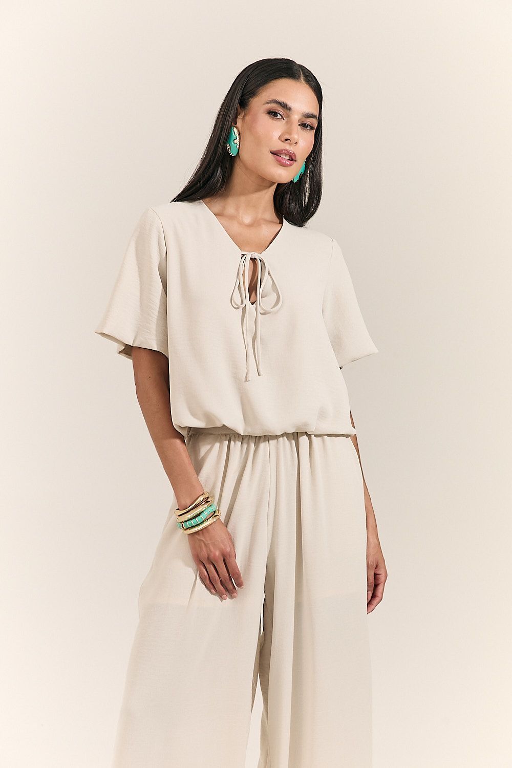 Calça Pantalona Feminina Cós Elástico Adela