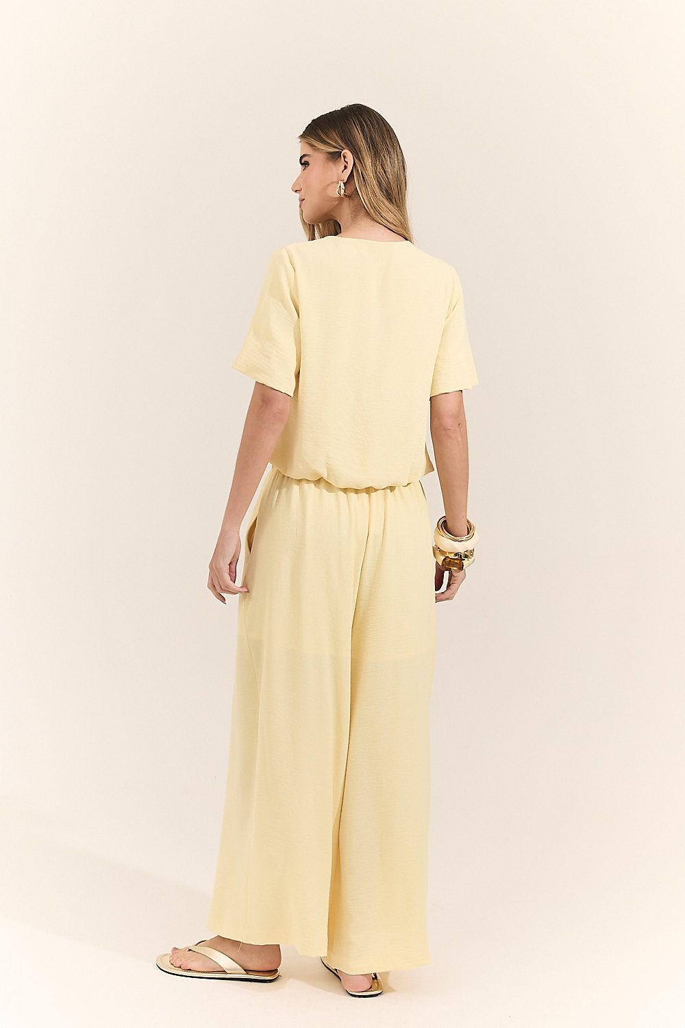 Calça Pantalona Feminina Cós Elástico Adela