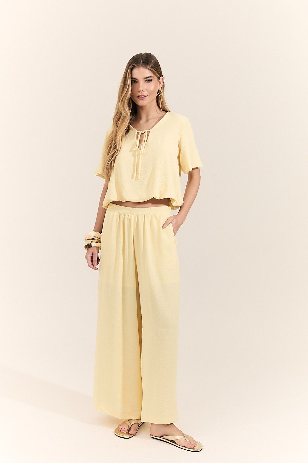Calça Pantalona Feminina Cós Elástico Adela