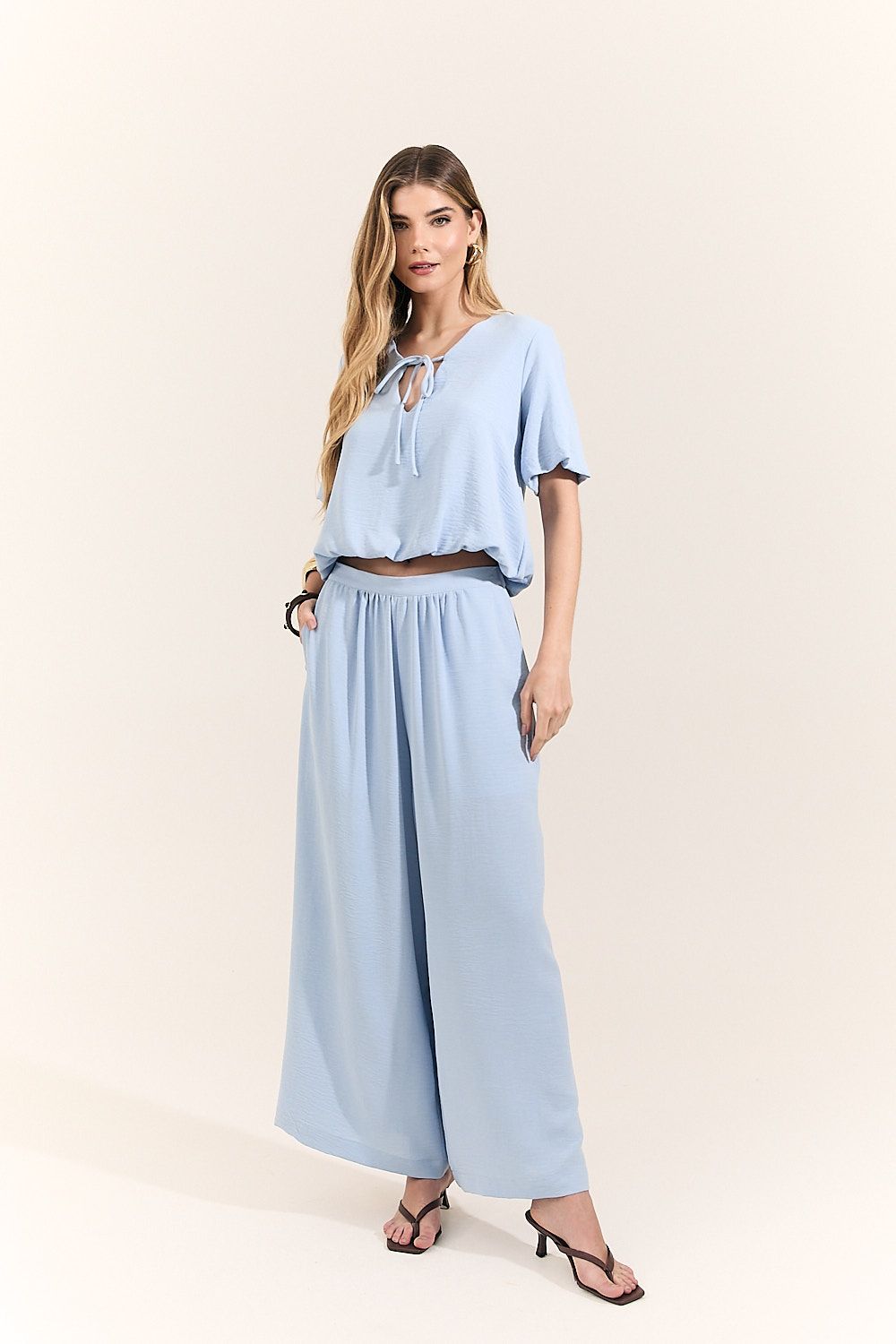 Calça Pantalona Feminina Cós Elástico Adela